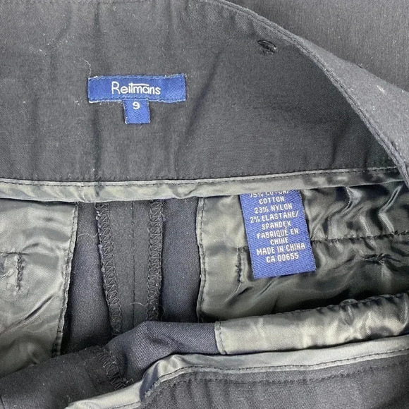 Navy blue office professional straight  leg womens flare leg pull on pants sz 10 - Picture 4 of 13